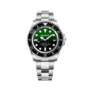 BOBROFF MAN BF0002J1 αναλογικό ρολόι quartz 44mm με μαύρο καντράν και γνήσιο δερμάτινο λουράκι