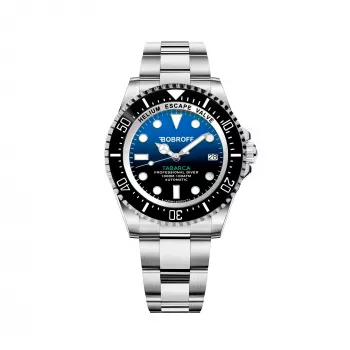 BOBROFF MAN BF0003J1 αναλογικό ρολόι quartz 44mm με μαύρο καντράν και δερμάτινο λουράκι