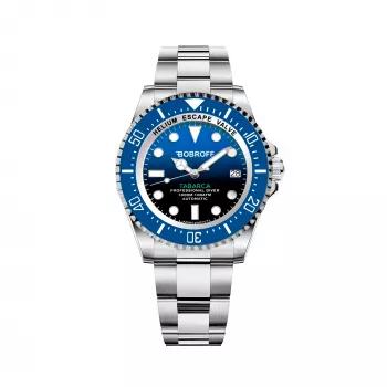 BOBROFF MAN BF0003J1ba 44mm ρολόι quartz αναλογικό - μαύρο καντράν, δερμάτινο λουράκι