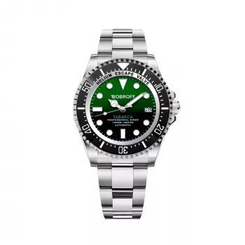 BOBROFF MAN BF002 αναλογικό ρολόι Quartz 44mm μαύρο δερμάτινο λουράκι