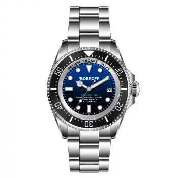 BOBROFF MAN BF003 αναλογικό ρολόι quartz 44mm μαύρο καντράν γνήσιο δερμάτινο λουράκι