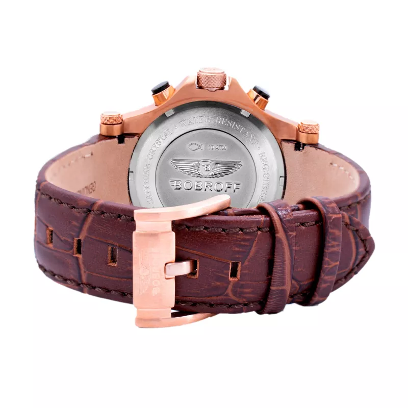 BOBROFF MAN BF1001M65 ρολόι quartz analog 44mm μαύρο καντράν δερμάτινο λουράκι