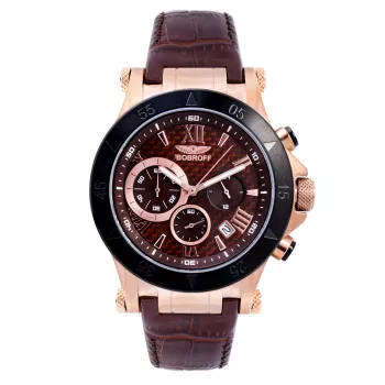 BOBROFF MAN BF1001M65 ρολόι quartz analog 44mm μαύρο καντράν δερμάτινο λουράκι
