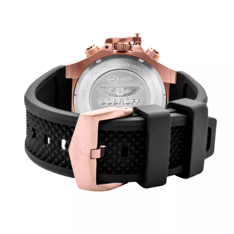 BOBROFF MAN BF1002M15 αναλογικό ρολόι quartz 43mm μαύρο καντράν λουράκι δέρμα