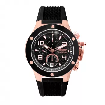BOBROFF MAN BF1002M15 αναλογικό ρολόι quartz 43mm μαύρο καντράν λουράκι δέρμα