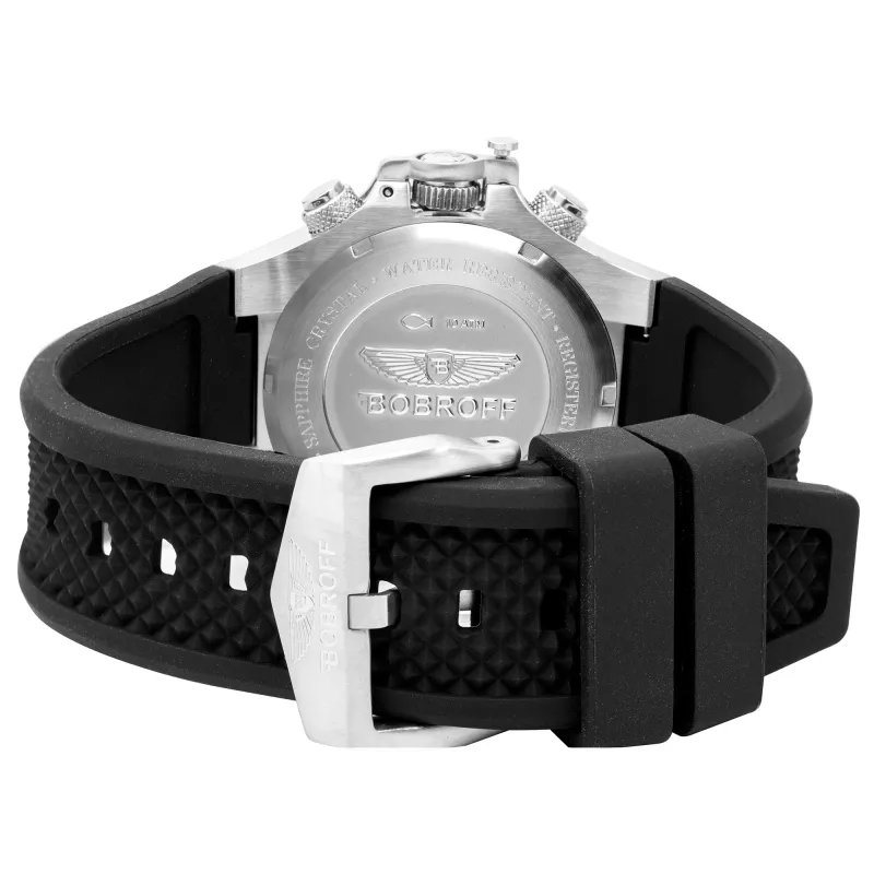 BOBROFF MAN BF1002M20 αναλογικό quartz ρολόι 43mm μαύρο καντράν δερμάτινο λουράκι