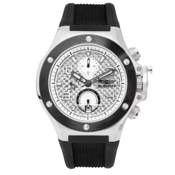 BOBROFF MAN BF1002M20 αναλογικό quartz ρολόι 43mm μαύρο καντράν δερμάτινο λουράκι