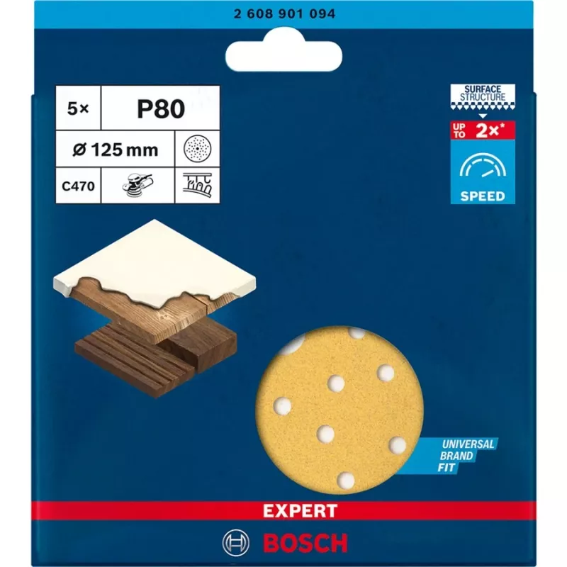 Bosch Expert C470 Δίσκος λείανσης 125mm P80 Multi-Hole (συσκευασία 50 τεμ.)