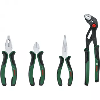 Bosch Powertools σετ 4 τεμ. πενσών 1600A02W7K με πένσα συνδυασμού, πλαϊνό κόφτη, μυτοτσίμπιδο και πένσα υδραυλική, πράσινο/μαύρο