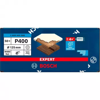 BOSCH POWERTOOLS Expert M480 Δίσκος Λείανσης Πλέγματος 125mm, K400 (συσκευασία 50 τεμ.) για εκκεντρικό λειαντήρα