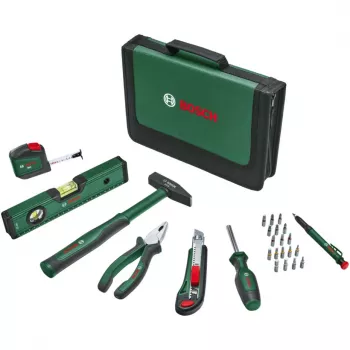 BOSCH Powertools γενικό σετ εργαλείων χειρός, 25 τεμ. (πράσινο, με τσάντα εργαλείων)