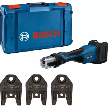 Bosch Professional GPT 18V-32 μπαταριοκίνητο πρεσάκι, Solo-Version, Kit TH, 18V, μπλε, χωρίς μπαταρία και φορτιστή, 3 τυπικές πρέσες TH, σε L-BOXX