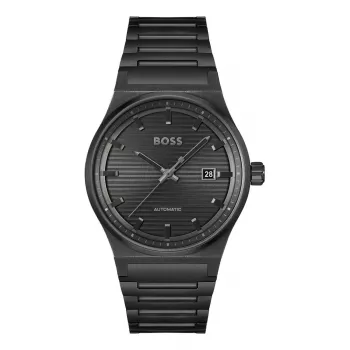 BOSS ανδρικό ρολόι 1514120 Skymaster 40mm μπλε καντράν καφέ δερμάτινο λουράκι
