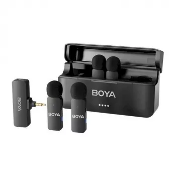 BOYA BY-V4 Ασύρματο σύστημα μικροφώνου 2,4GHz με 4 πομπούς και 1 δέκτη (βύσμα 3,5mm) μαύρο