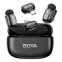BOYA Mini 2-01 Ασύρματο Σύστημα Μικροφώνου 2,4 GHz με 2 Πομπούς και 2 Δέκτες (USB-C και Lightning) Μαύρο