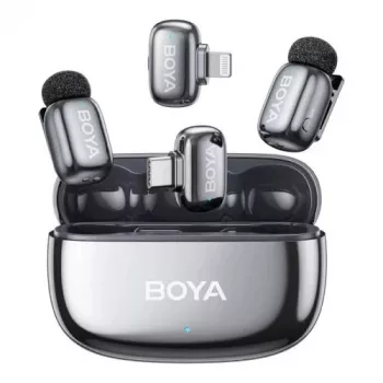 Ασύρματο μικρόφωνο Boya mini 2-01 Lightning/USB-C, σεληνιακό ασημί (BOYA mini 2-01-Space Gray)