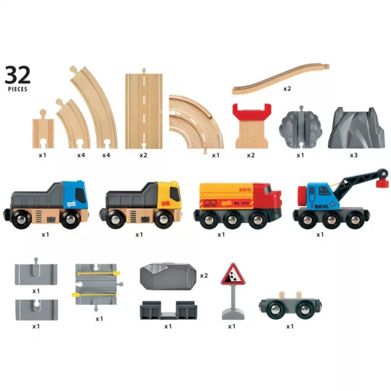 BRIO World Σετ φόρτωσης λιθαριών δρόμου & σιδηροτροχιάς