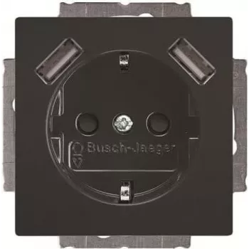 BUSCH-JAEGER BJ 20 EUCB2USB-81 Πρίζα SCHUKO με 2 θύρες USB, λευκό άλπεων 2CKA002011A6267