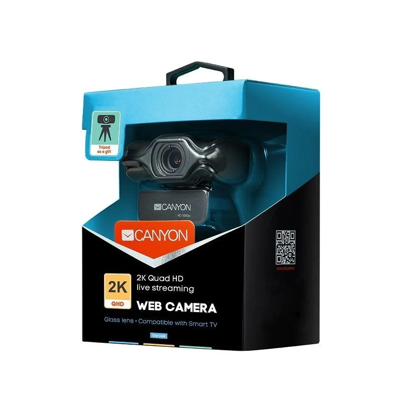 Canyon C6 2K Ultra Full HD 3.2MP Webcam με USB 2.0, μαύρο