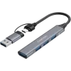 CANYON DS-02 4-in-1 USB-A/C Hub, Γκρι