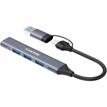 CANYON DS-02 4-in-1 USB-A/C Hub, Γκρι