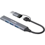 CANYON DS-02 4-in-1 USB-A/C Hub, Γκρι