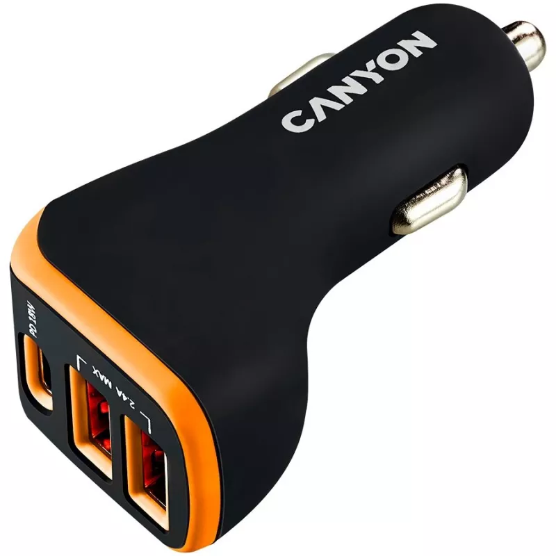 Canyon Universal 3xUSB Αντάπτορας Αυτοκινήτου Είσοδος 12V-24V Έξοδος DC Μαύρο