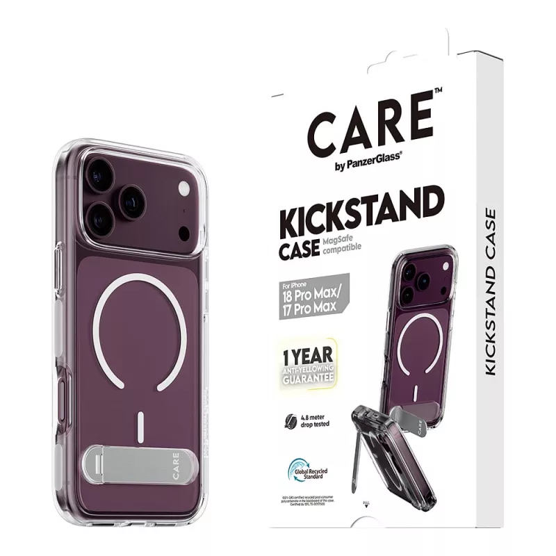 CARE by PanzerGlass Kickstand Θήκη Διάφανη με Λευκό MagSafe για iPhone 17 Pro Max
