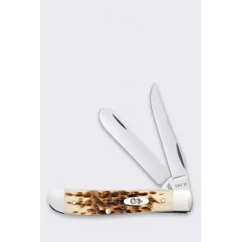 Case Mini Trapper SS Amber Bone μαχαίρι - μαχαίρι τσέπης 2 λεπίδων, Tru-Sharp ανοξείδωτο ατσάλι, γνήσια λαβή Amber Bone, Slipjoint, USA