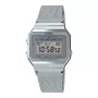 CASIO A700WM-7A unisex ψηφιακό ρολόι - 37,4 mm ασημί Milanese mesh