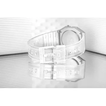 Casio F-91WS-7DF Ψηφιακό Ρολόι – Διαφανές Λευκό Resin Κάσα, Unisex, Quartz, LED Οπίσθιος Φωτισμός, αδιάβροχο έως 3 ATM
