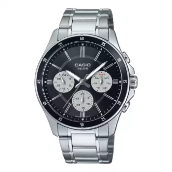 CASIO MTP1374D1A3VD ανδρικό analog quartz ρολόι με ένδειξη ημερομηνίας και ημέρας, ανοξείδωτο μπρασελέ, θήκη 47 mm