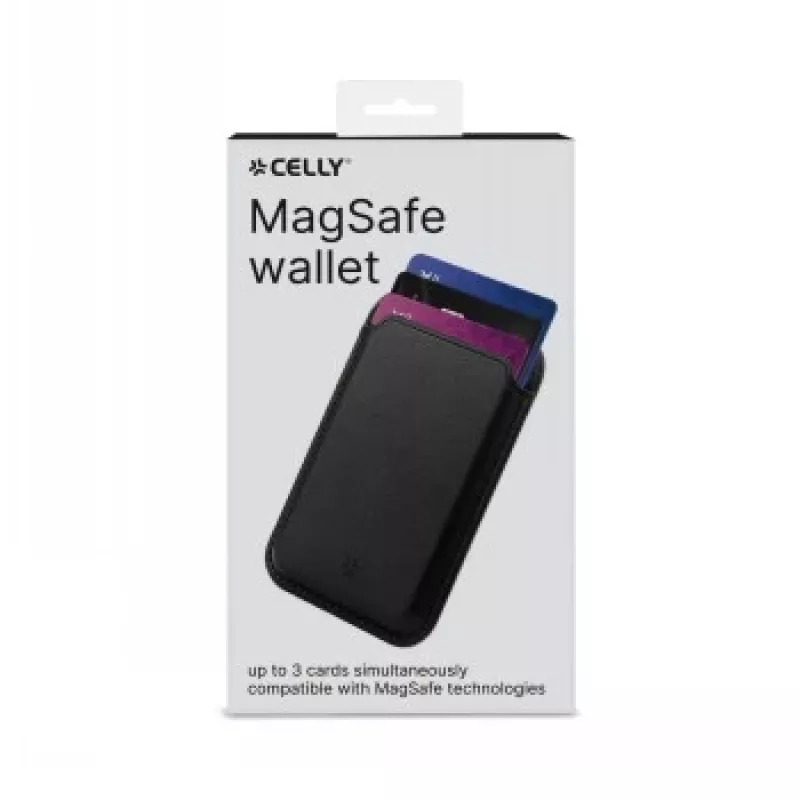 CELLY MAGWALLETBK MagSafe Μαγνητικό πορτοφόλι με αποκλεισμό RFID, μαύρο