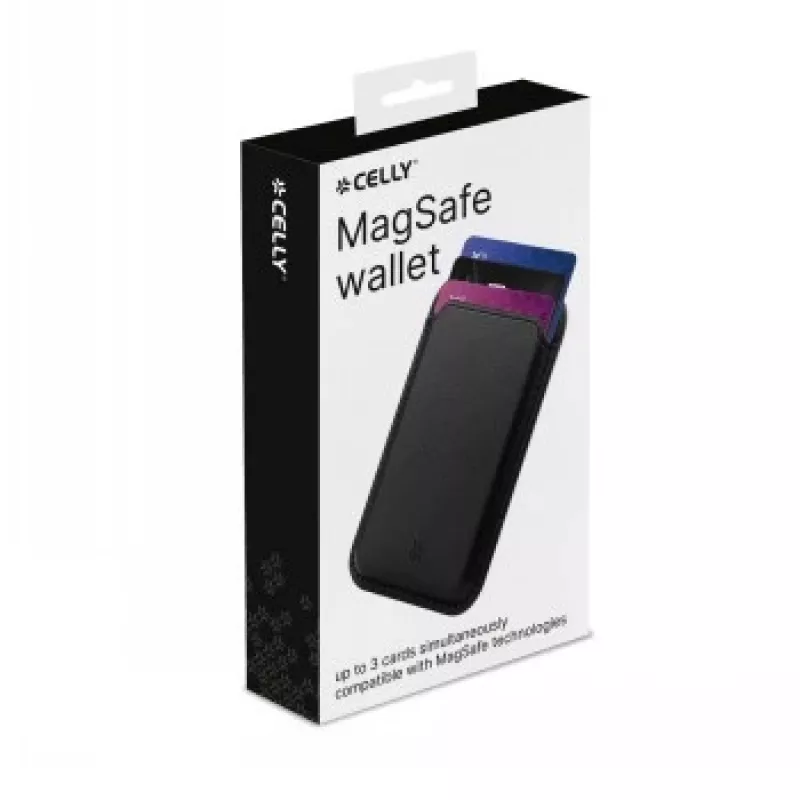 CELLY MAGWALLETBK MagSafe Μαγνητικό πορτοφόλι με αποκλεισμό RFID, μαύρο