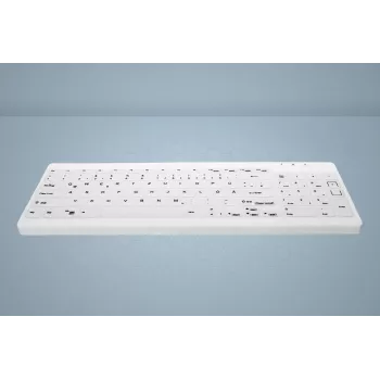 CHERRY Contour Active Key QuickClean AK-C7012 ενσύρματο πληκτρολόγιο, μαύρο, QWERTY, USB, CHERRY SX Scissor Technology, 105 πλήκτρα, Slim Design, απολυμαινόμενη επιφάνεια