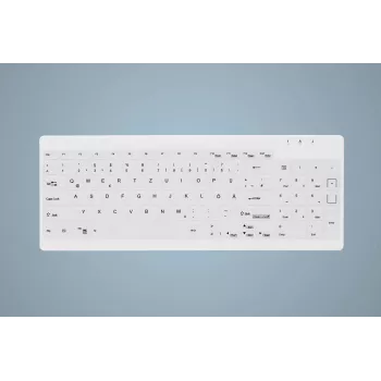 CHERRY Contour Active Key QuickClean AK-C7012 ενσύρματο πληκτρολόγιο, μαύρο, QWERTY, USB, CHERRY SX Scissor Technology, 105 πλήκτρα, Slim Design, απολυμαινόμενη επιφάνεια