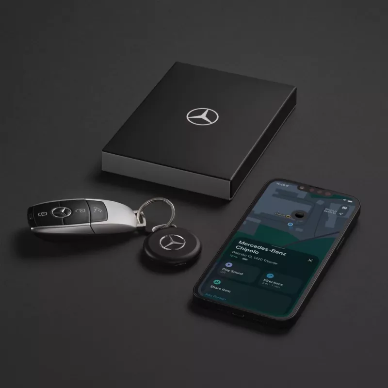 Chipolo LOOP Mercedes – επαναφορτιζόμενος Bluetooth tracker με λουράκι σιλικόνης για iOS & Android, μαύρο