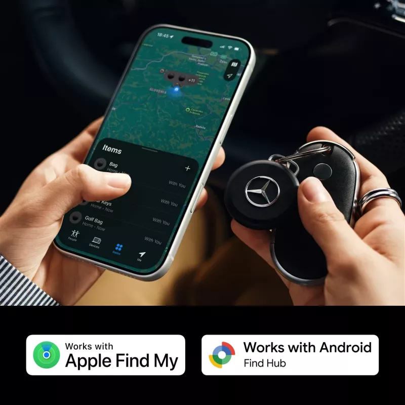 Chipolo LOOP Mercedes – επαναφορτιζόμενος Bluetooth tracker με λουράκι σιλικόνης για iOS & Android, μαύρο