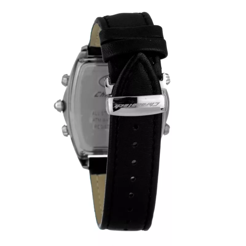 CHRONOTECH MAN CT7677M-02 αναλογικό ρολόι quartz 45mm μαύρο καντράν δερμάτινο λουράκι