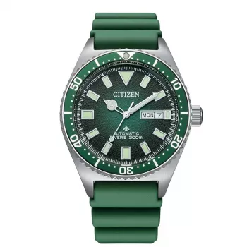 CITIZEN Ανδρικό Αυτόματο καταδυτικό ρολόι NY0121-09X 41mm Πράσινο καντράν Λουράκι καουτσούκ