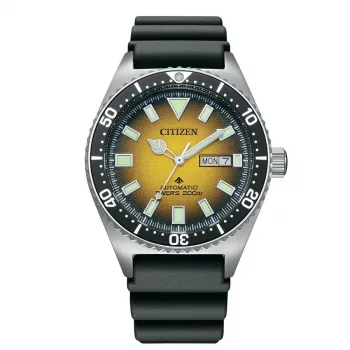 CITIZEN ανδρικό αυτόματο ρολόι NY0120-01X 41mm μαύρο καντράν μαύρο λουράκι καουτσούκ