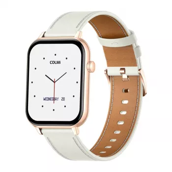 COLMI C28 Smartwatch σε Χρυσό με λευκό δερμάτινο λουράκι