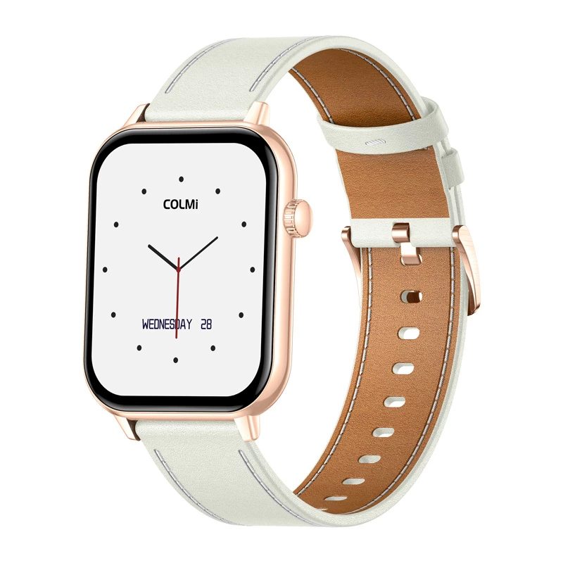 COLMI C28 Smartwatch σε Χρυσό με λευκό δερμάτινο λουράκι