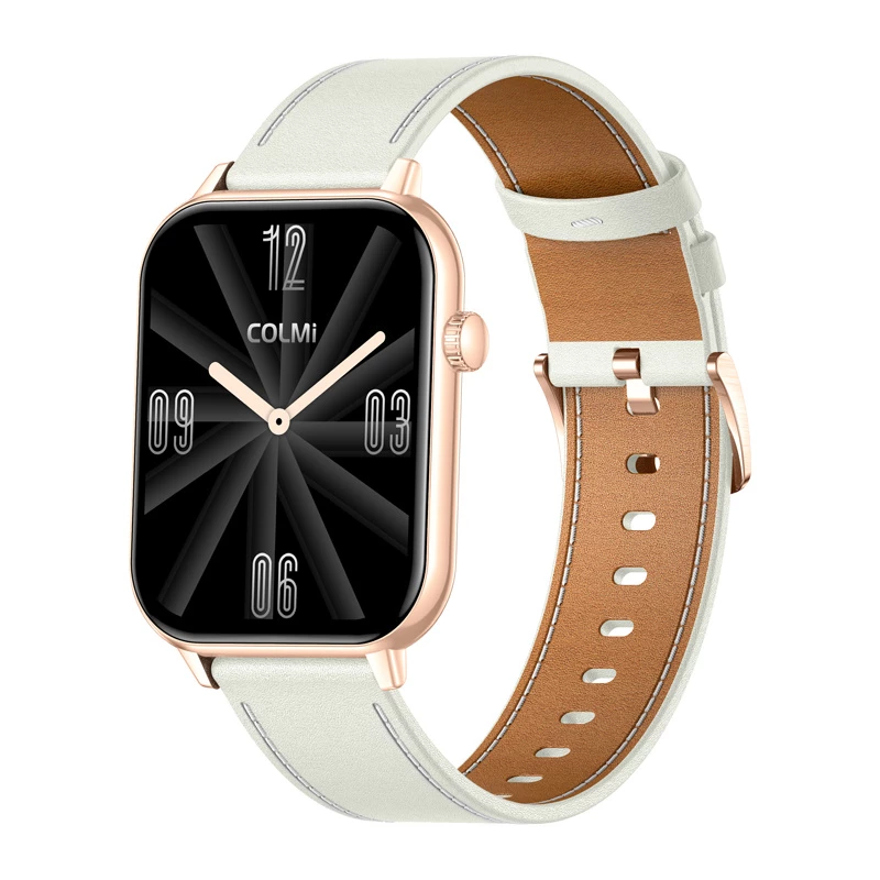 COLMI C28 Smartwatch σε Χρυσό με λευκό δερμάτινο λουράκι