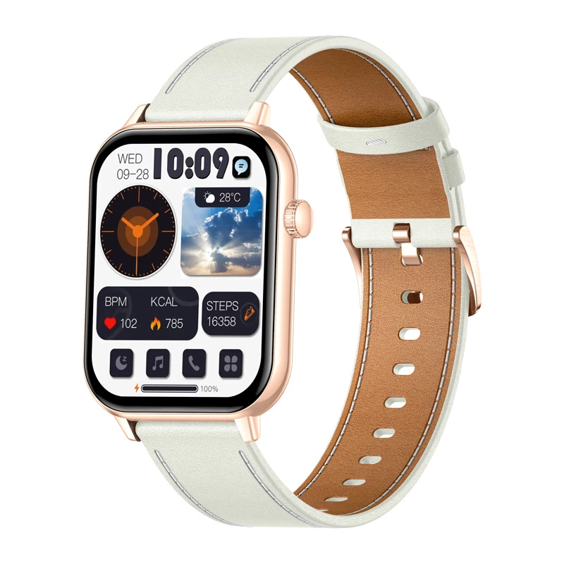 COLMI C28 Smartwatch σε Χρυσό με λευκό δερμάτινο λουράκι