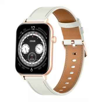 COLMI C28 Smartwatch σε Χρυσό με λευκό δερμάτινο λουράκι