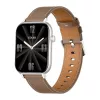 COLMI C28 Smartwatch – Ασημί + καφέ δερμάτινο λουράκι