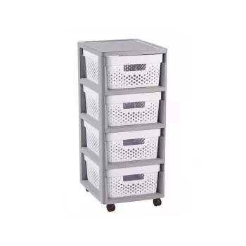Curver Infinity Βιβλιοθήκη με ρόδες 4x11L Διάτρητο μοτίβο Γκρι/Λευκό