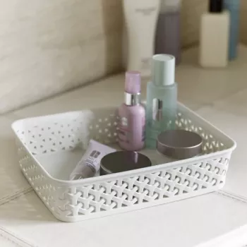 CURVER My Style A5 καλάθι αποθήκευσης σε κρεμ – πλέξη εφέ rattan, στοιβάσιμο & φωλιαζόμενο