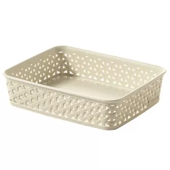CURVER My Style A5 καλάθι αποθήκευσης σε κρεμ – πλέξη εφέ rattan, στοιβάσιμο & φωλιαζόμενο